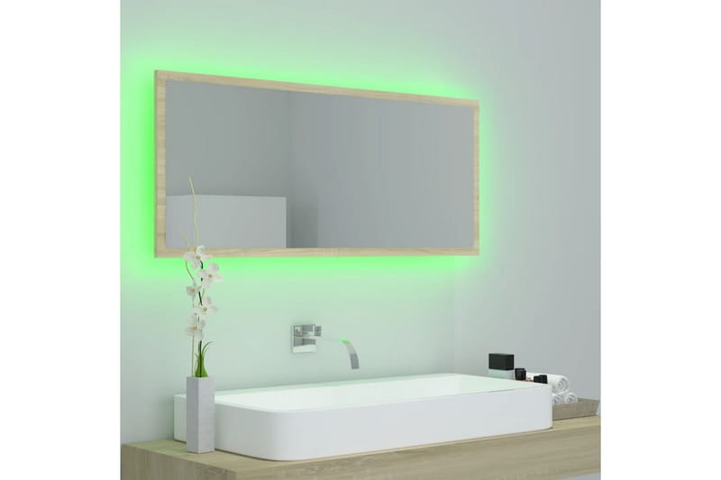 LED Baderomsspeil 100x8,5x37 cm sponplate sonoma eik - Brun - Hus & oppussing - Kjøkken & bad - Baderom - Baderomsmøbler & baderomsinnredning - Baderomsspeil