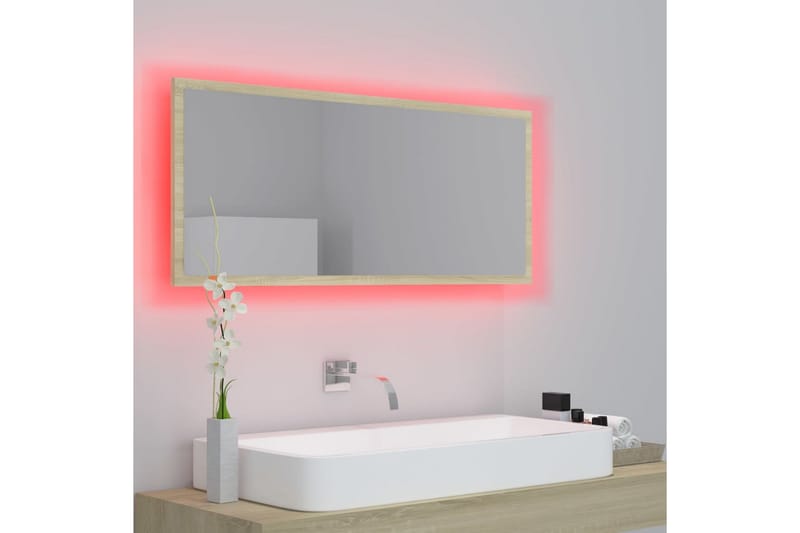 LED Baderomsspeil 100x8,5x37 cm sponplate sonoma eik - Brun - Hus & oppussing - Kjøkken & bad - Baderom - Baderomsmøbler & baderomsinnredning - Baderomsspeil