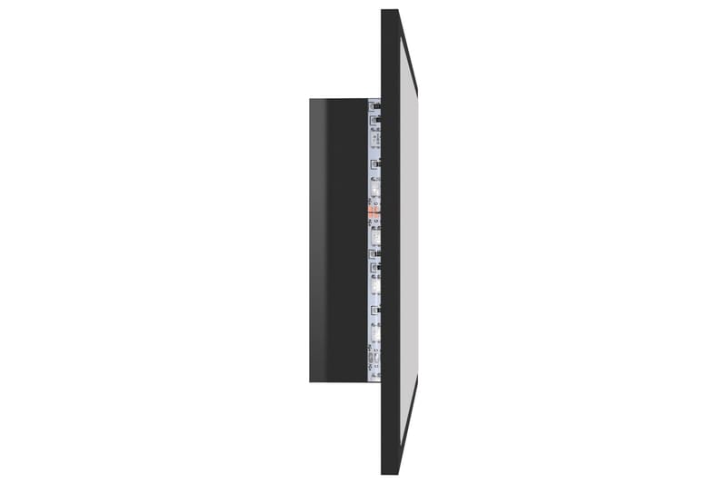 LED Baderomsspeil 60x8,5x37 cm sponplate høyglans svart - Svart - Baderomsspeil