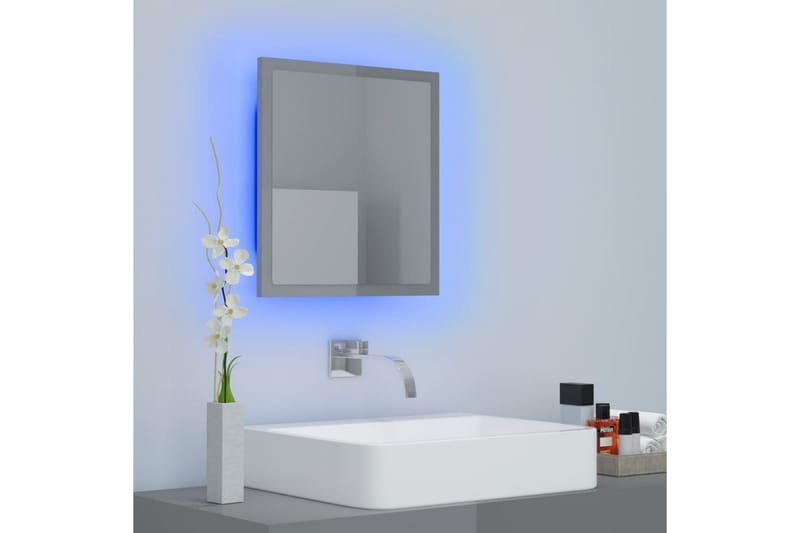 LED Baderomsspeil høyglans grå 40x8,5x37 cm sponplate - Grå - Baderomsspeil