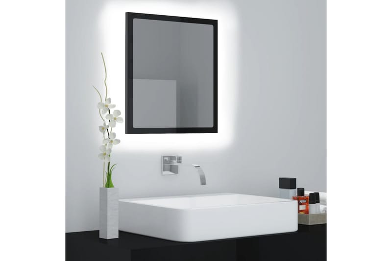 LED Baderomsspeil høyglans svart 40x8,5x37 cm sponplate - Svart - Hus & oppussing - Kjøkken & bad - Baderom - Baderomsmøbler & baderomsinnredning - Baderomsspeil