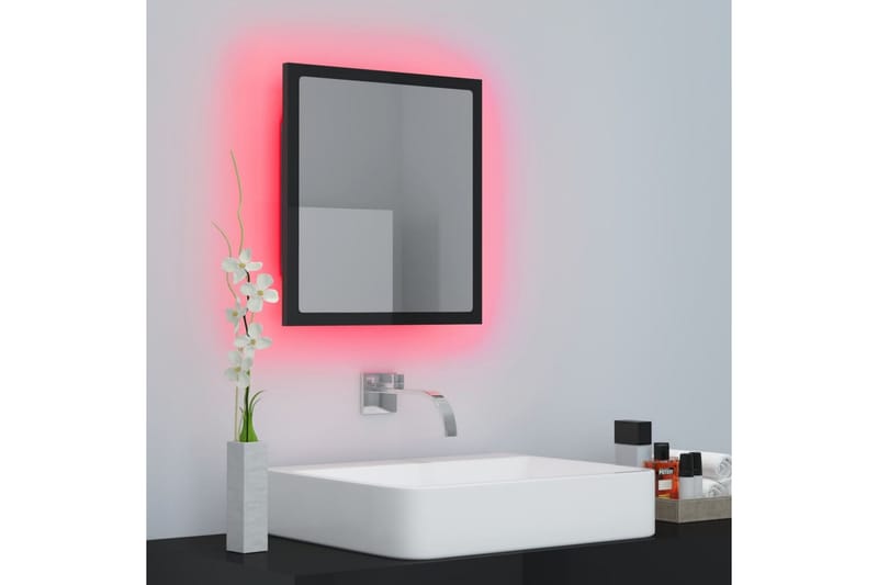 LED Baderomsspeil høyglans svart 40x8,5x37 cm sponplate - Svart - Hus & oppussing - Kjøkken & bad - Baderom - Baderomsmøbler & baderomsinnredning - Baderomsspeil