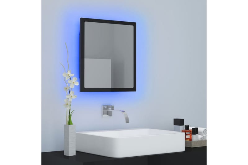 LED Baderomsspeil høyglans svart 40x8,5x37 cm sponplate - Svart - Hus & oppussing - Kjøkken & bad - Baderom - Baderomsmøbler & baderomsinnredning - Baderomsspeil