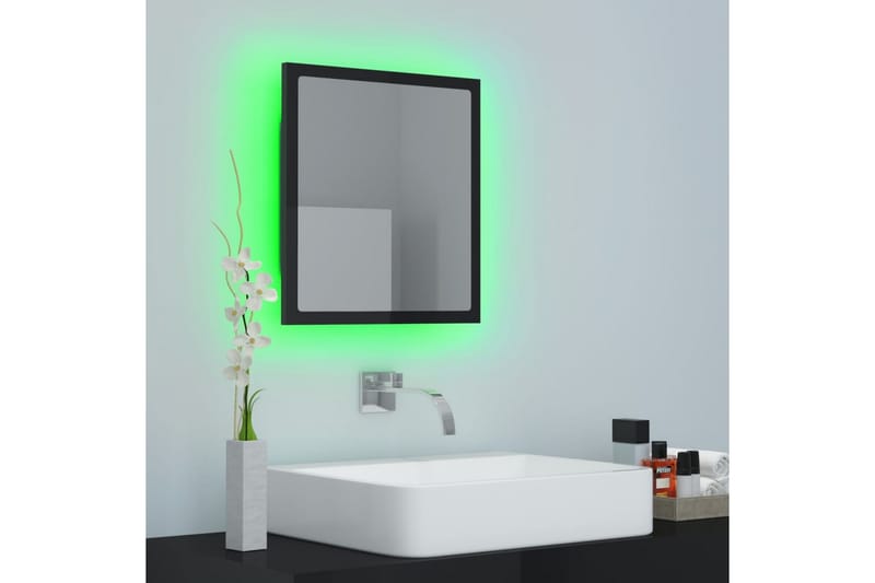 LED Baderomsspeil høyglans svart 40x8,5x37 cm sponplate - Svart - Hus & oppussing - Kjøkken & bad - Baderom - Baderomsmøbler & baderomsinnredning - Baderomsspeil