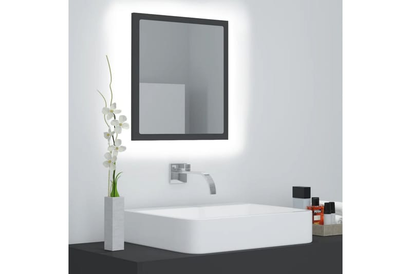 LED Badespeil 40x8,5x37 cm sponplate grå - Grå - Hus & oppussing - Kjøkken & bad - Baderom - Baderomsmøbler & baderomsinnredning - Baderomsspeil