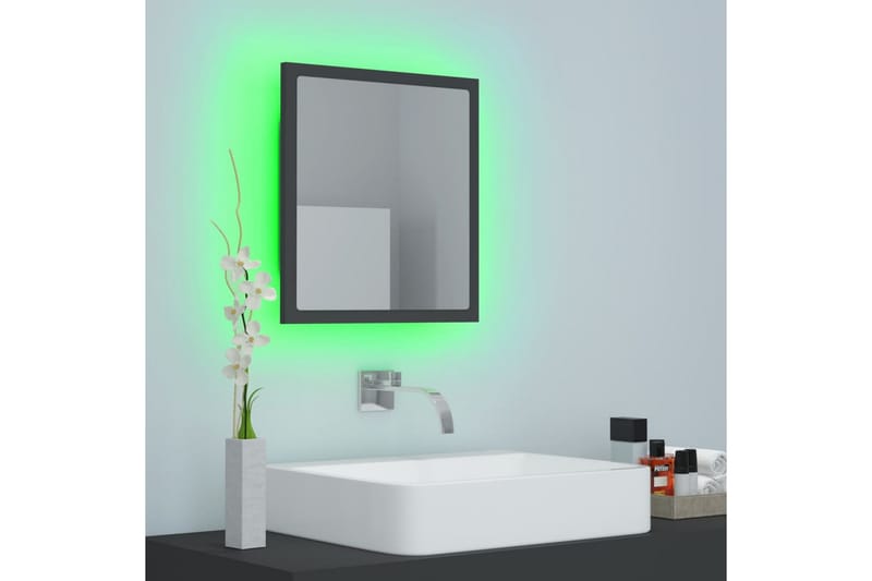 LED Badespeil 40x8,5x37 cm sponplate grå - Grå - Hus & oppussing - Kjøkken & bad - Baderom - Baderomsmøbler & baderomsinnredning - Baderomsspeil