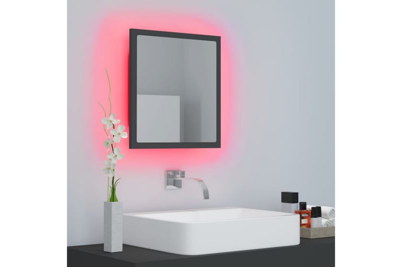 LED Badespeil 40x8,5x37 cm sponplate grå - Grå - Hus & oppussing - Kjøkken & bad - Baderom - Baderomsmøbler & baderomsinnredning - Baderomsspeil