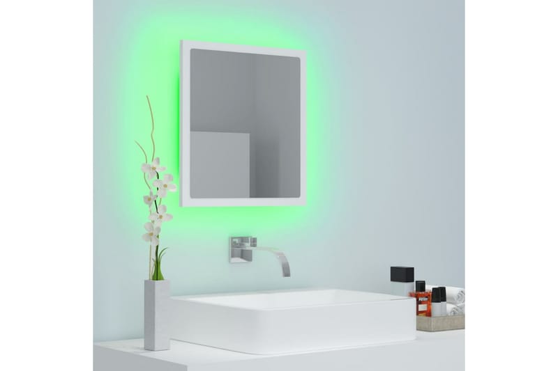 LED Badespeil 40x8,5x37 cm sponplate hvit - Hvit - Hus & oppussing - Kjøkken & bad - Baderom - Baderomsmøbler & baderomsinnredning - Baderomsspeil