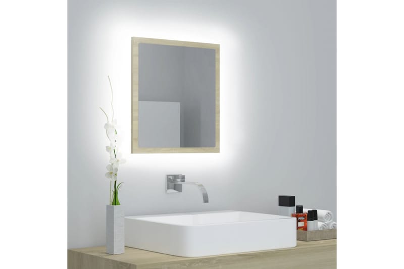 LED Badespeil 40x8,5x37 cm sponplate sonoma eik - Brun - Hus & oppussing - Kjøkken & bad - Baderom - Baderomsmøbler & baderomsinnredning - Baderomsspeil