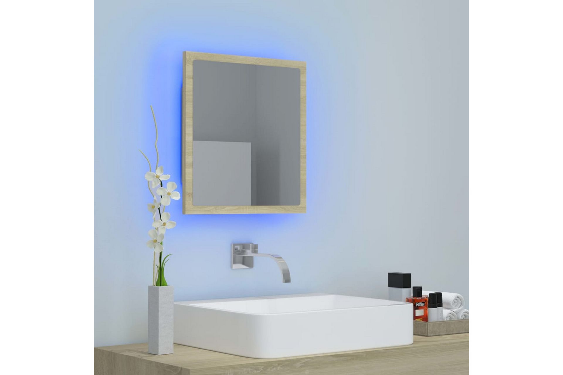 LED Badespeil 40x8,5x37 cm sponplate sonoma eik - Brun - Hus & oppussing - Kjøkken & bad - Baderom - Baderomsmøbler & baderomsinnredning - Baderomsspeil