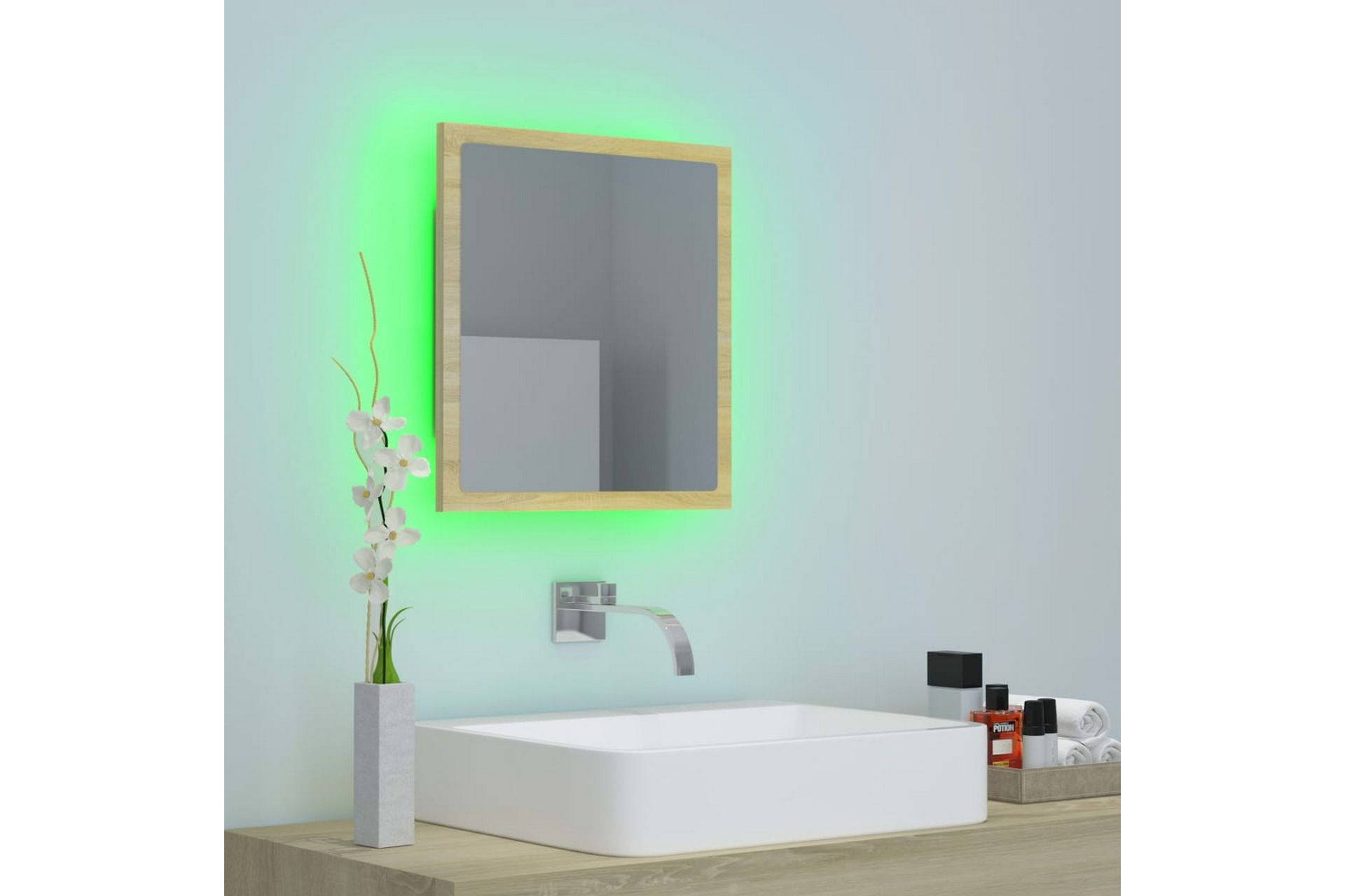 LED Badespeil 40x8,5x37 cm sponplate sonoma eik - Brun - Hus & oppussing - Kjøkken & bad - Baderom - Baderomsmøbler & baderomsinnredning - Baderomsspeil