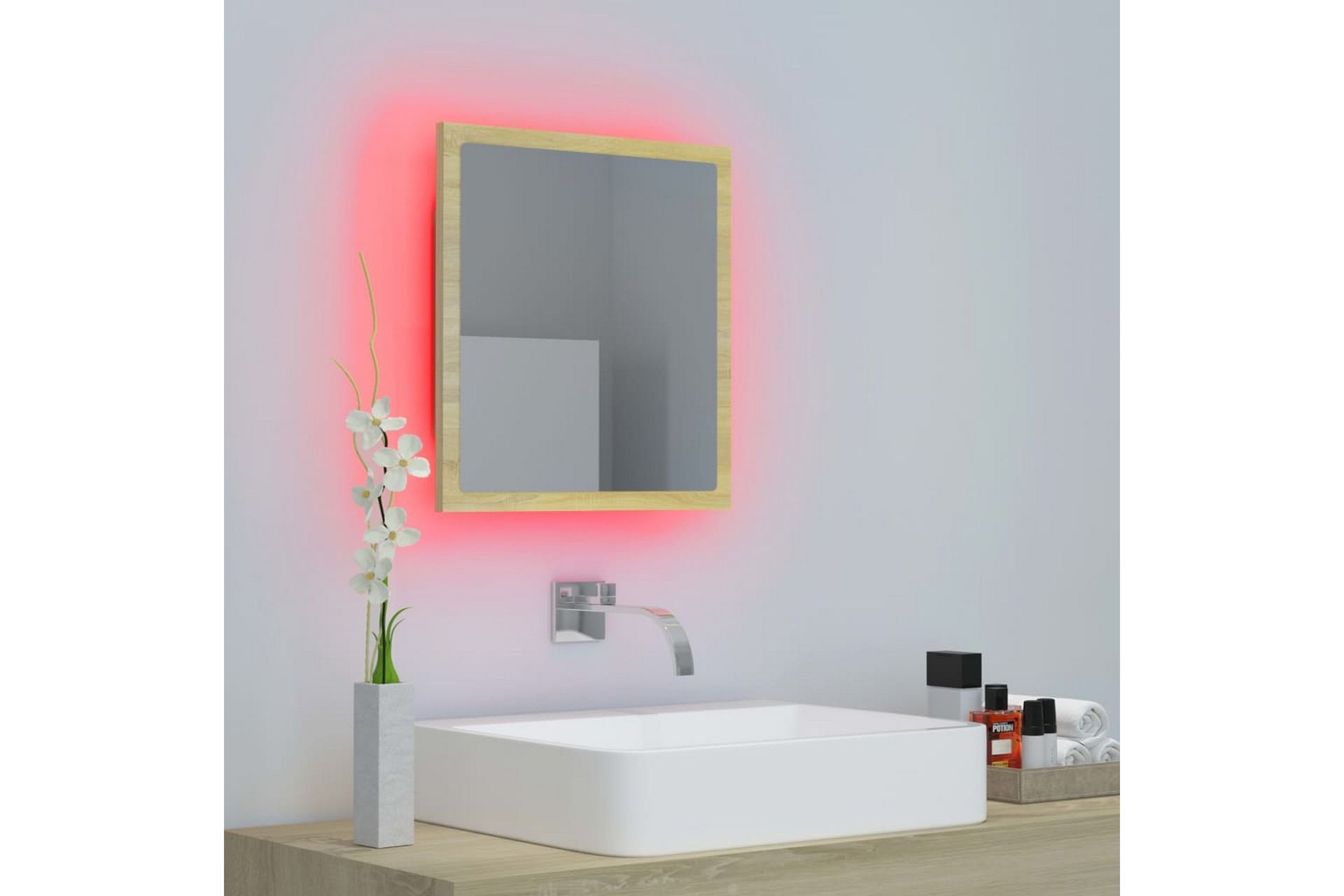 LED Badespeil 40x8,5x37 cm sponplate sonoma eik - Brun - Hus & oppussing - Kjøkken & bad - Baderom - Baderomsmøbler & baderomsinnredning - Baderomsspeil