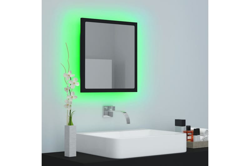 LED Badespeil 40x8,5x37 cm sponplate svart - Svart - Hus & oppussing - Kjøkken & bad - Baderom - Baderomsmøbler & baderomsinnredning - Baderomsspeil