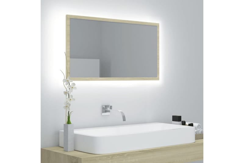 LED Badespeil 80x8,5x37 cm sponplate sonoma eik - Brun - Hus & oppussing - Kjøkken & bad - Baderom - Baderomsmøbler & baderomsinnredning - Baderomsspeil