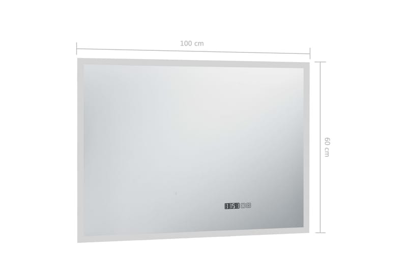 LED-speil til bad m. berøringssensor & tidsvisning 100x60cm - Hus & oppussing - Kjøkken & bad - Baderom - Baderomsmøbler & baderomsinnredning - Baderomsspeil