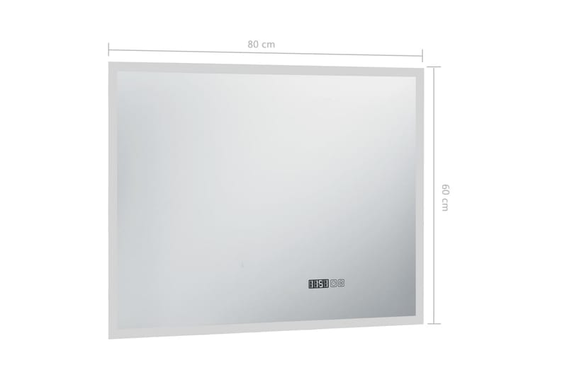 LED-speil til bad med berøringssensor og tidsvisning 80x60cm - Hus & oppussing - Kjøkken & bad - Baderom - Baderomsmøbler & baderomsinnredning - Baderomsspeil