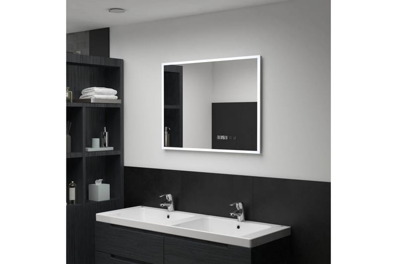 LED-speil til bad med berøringssensor og tidsvisning 80x60cm - Hus & oppussing - Kjøkken & bad - Baderom - Baderomsmøbler & baderomsinnredning - Baderomsspeil