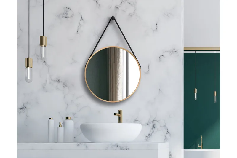 Nävesta Speil 50 cm Rundt, Gull