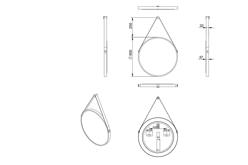 Nävesta Speil 50 cm Rundt - Hvit - Hus & oppussing - Kjøkken & bad - Baderom - Baderomsmøbler & baderomsinnredning - Baderomsspeil