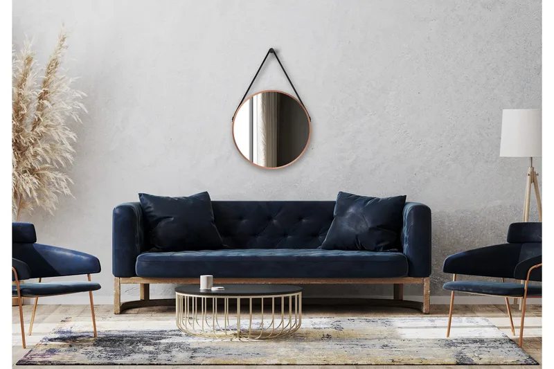 Nävesta Speil 50 cm Rundt - Kobber - Hus & oppussing - Kjøkken & bad - Baderom - Baderomsmøbler & baderomsinnredning - Baderomsspeil