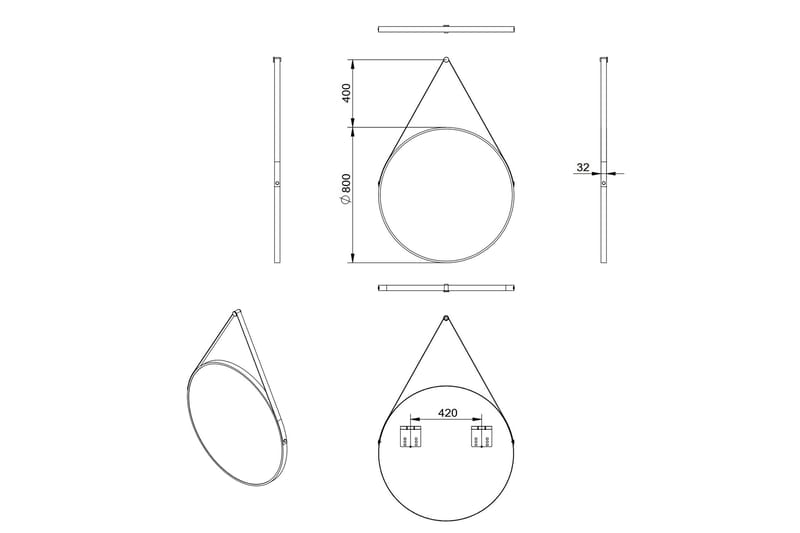Nävesta Speil 80 cm Rundt - Gull - Hus & oppussing - Kjøkken & bad - Baderom - Baderomsmøbler & baderomsinnredning - Baderomsspeil
