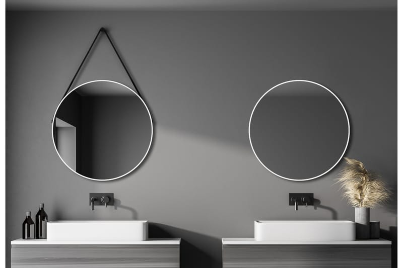 Nävesta Speil 80 cm Rundt, Hvit