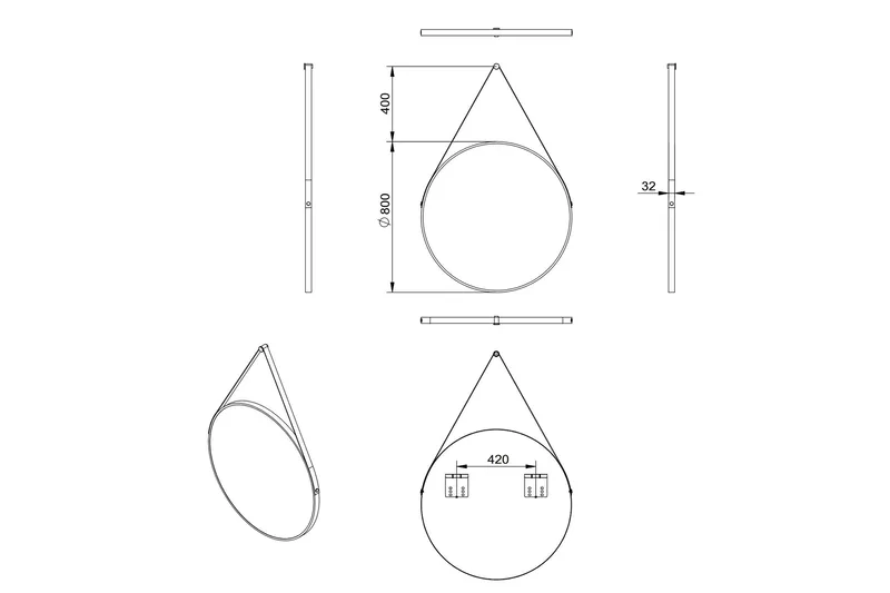 Nävesta Speil 80 cm Rundt - Hvit - Hus & oppussing - Kjøkken & bad - Baderom - Baderomsmøbler & baderomsinnredning - Baderomsspeil