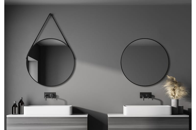 Nävesta Speil 80 cm Rundt - Svart - Hus & oppussing - Kjøkken & bad - Baderom - Baderomsmøbler & baderomsinnredning - Baderomsspeil