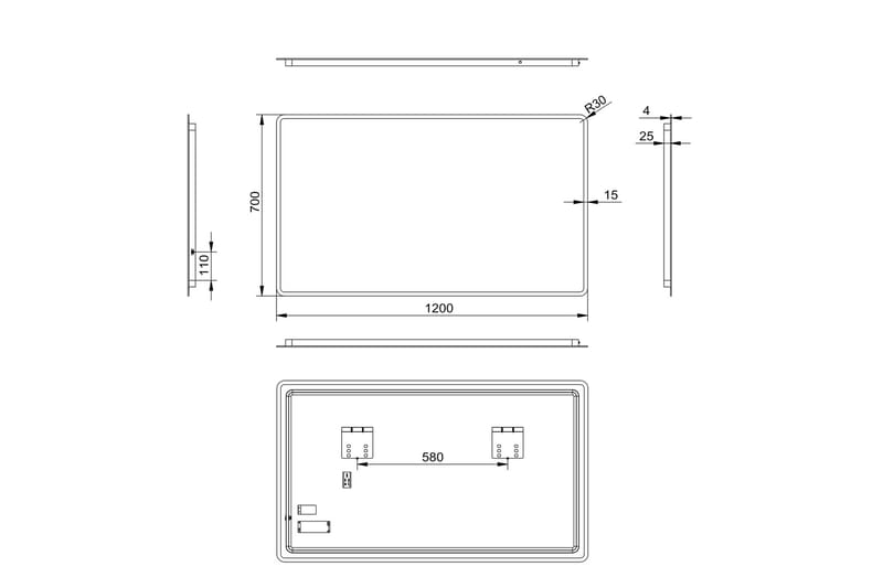Norrbyn Baderomsspeil 70 cm LED-Lys - Hus & oppussing - Kjøkken & bad - Baderom - Baderomsmøbler & baderomsinnredning - Baderomsspeil