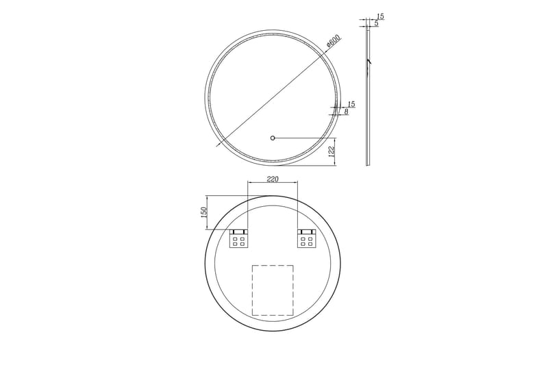 Norrbyn Veggspeil 60 cm - Hus & oppussing - Kjøkken & bad - Baderom - Baderomsmøbler & baderomsinnredning - Baderomsspeil