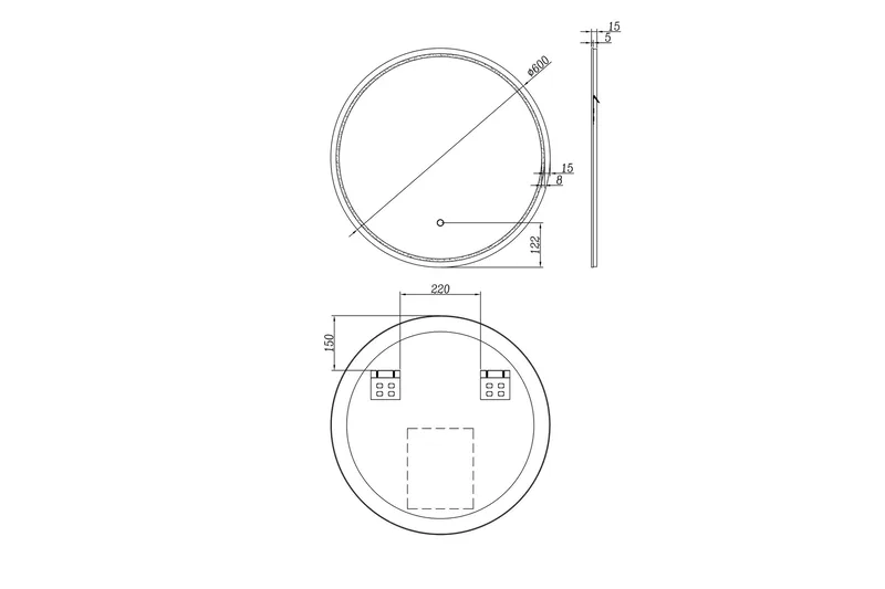 Norrbyn Veggspeil 60 cm - Hus & oppussing - Kjøkken & bad - Baderom - Baderomsmøbler & baderomsinnredning - Baderomsspeil