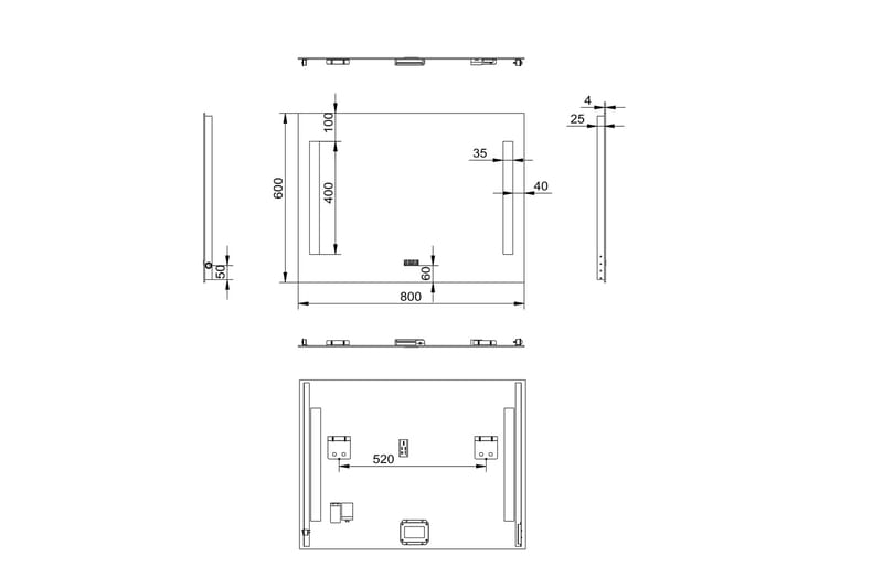 Purnuvara Baderomsspeil 60 cm LED-Lys - Hus & oppussing - Kjøkken & bad - Baderom - Baderomsmøbler & baderomsinnredning - Baderomsspeil