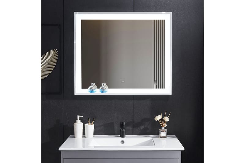 Speil med innebygd LED-belysning og hyllekant 13x68 cm Hvit - Lyfco - Hus & oppussing - Kjøkken & bad - Baderom - Baderomsmøbler & baderomsinnredning - Baderomsspeil