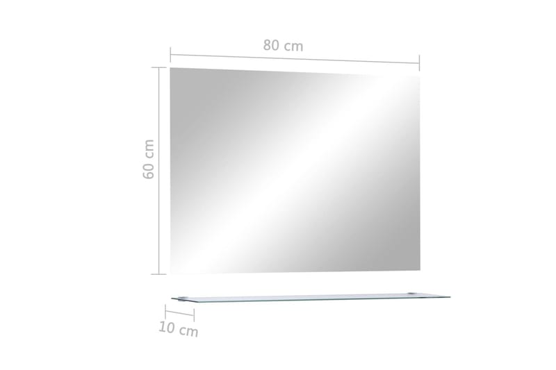 Veggspeil med hylle 80x60 cm herdet glass - Hus & oppussing - Kjøkken & bad - Baderom - Baderomsmøbler & baderomsinnredning - Baderomsspeil
