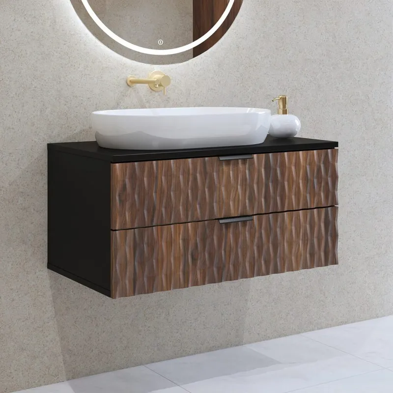 Baderomsvask Enzo med 2 skuffer veggmontert - 81 cm - Hus & oppussing - Kjøkken & bad - Baderom - Baderomsmøbler & baderomsinnredning - Baderomsskap