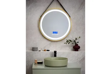 Badrumsspegel med LED Beliani Darois GOLD||Black - Hus & oppussing - Kjøkken & bad - Baderom - Baderomsmøbler & baderomsinnredning - Baderomsspeil
