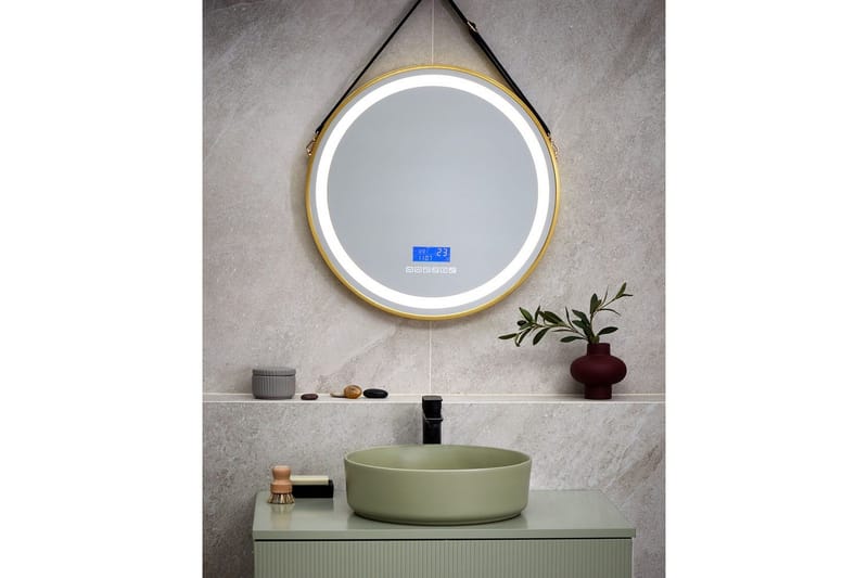 Badrumsspegel med LED Beliani Darois GOLD||Black - Hus & oppussing - Kjøkken & bad - Baderom - Baderomsmøbler & baderomsinnredning - Baderomsspeil