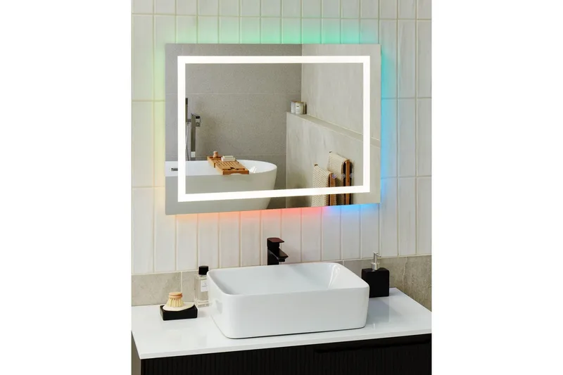 Badrumsspegel med LED Beliani Prenois Silver - Hus & oppussing - Kjøkken & bad - Baderom - Baderomsmøbler & baderomsinnredning - Baderomsspeil