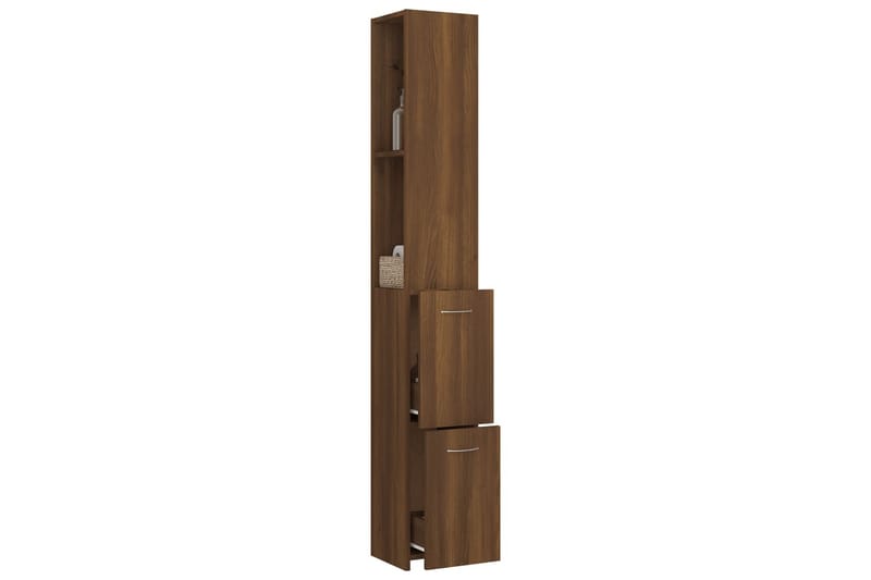beBasic Baderomsskap brun eik 25x25x170 cm konstruert tre - Brun - Hus & oppussing - Kjøkken & bad - Baderom - Baderomsmøbler & baderomsinnredning - Veggskap & høyskap