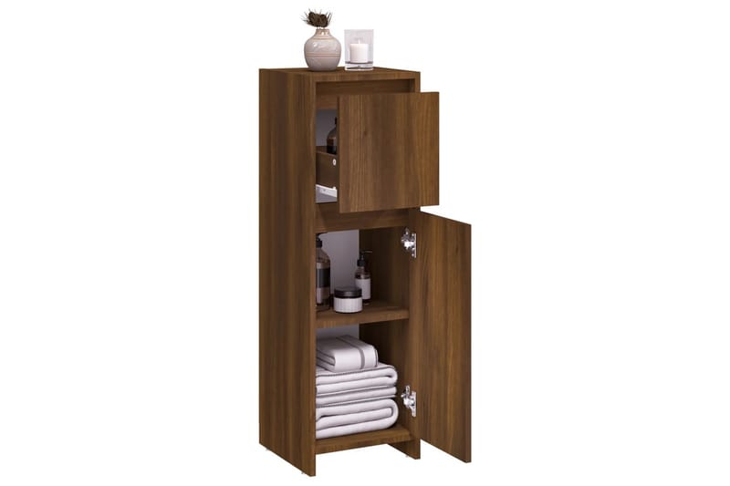 beBasic Baderomsskap brun eik 30x30x95 cm konstruert tre - Brun - Hus & oppussing - Kjøkken & bad - Baderom - Baderomsmøbler & baderomsinnredning - Baderomsskap