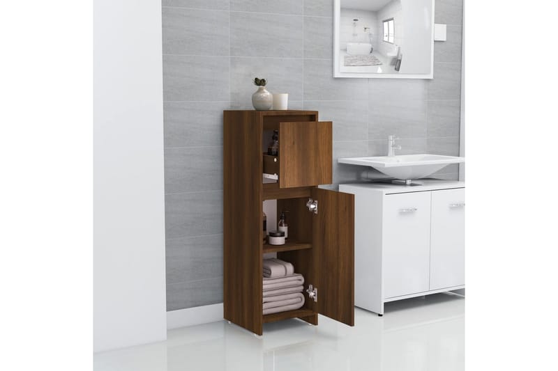 beBasic Baderomsskap brun eik 30x30x95 cm konstruert tre - Brun - Hus & oppussing - Kjøkken & bad - Baderom - Baderomsmøbler & baderomsinnredning - Baderomsskap