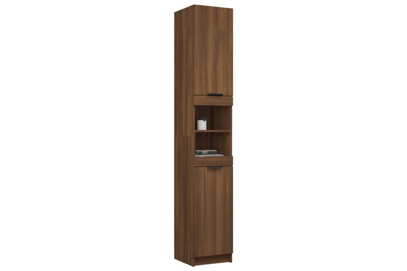 beBasic Baderomsskap brun eik 32x34x188,5 cm konstruert tre - Brun - Hus & oppussing - Kjøkken & bad - Baderom - Baderomsmøbler & baderomsinnredning - Veggskap & høyskap