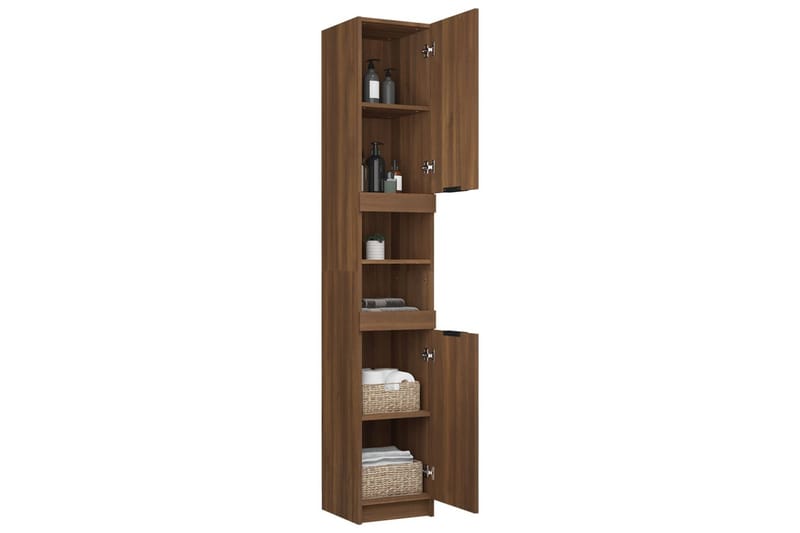 beBasic Baderomsskap brun eik 32x34x188,5 cm konstruert tre - Brun - Hus & oppussing - Kjøkken & bad - Baderom - Baderomsmøbler & baderomsinnredning - Veggskap & høyskap