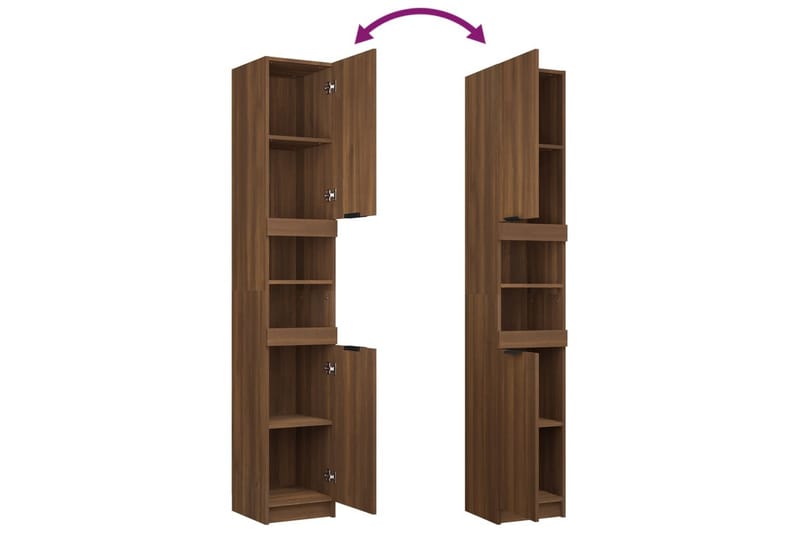 beBasic Baderomsskap brun eik 32x34x188,5 cm konstruert tre - Brun - Hus & oppussing - Kjøkken & bad - Baderom - Baderomsmøbler & baderomsinnredning - Veggskap & høyskap