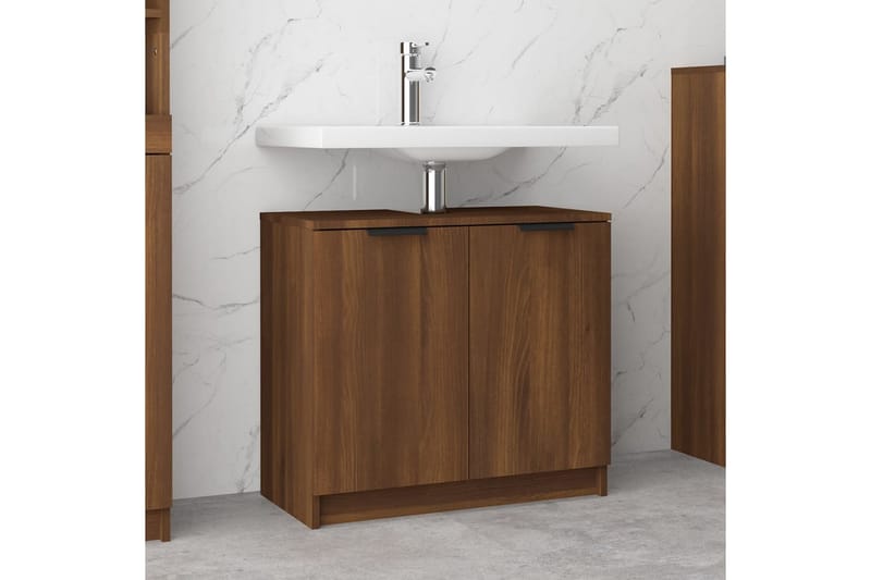 beBasic Baderomsskap brun eik 64,5x33,5x59 cm konstruert tre - Brun - Hus & oppussing - Kjøkken & bad - Baderom - Baderomsmøbler & baderomsinnredning - Baderomsskap