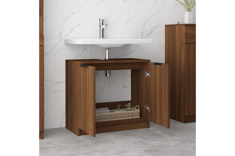 beBasic Baderomsskap brun eik 64,5x33,5x59 cm konstruert tre - Brun - Hus & oppussing - Kjøkken & bad - Baderom - Baderomsmøbler & baderomsinnredning - Baderomsskap