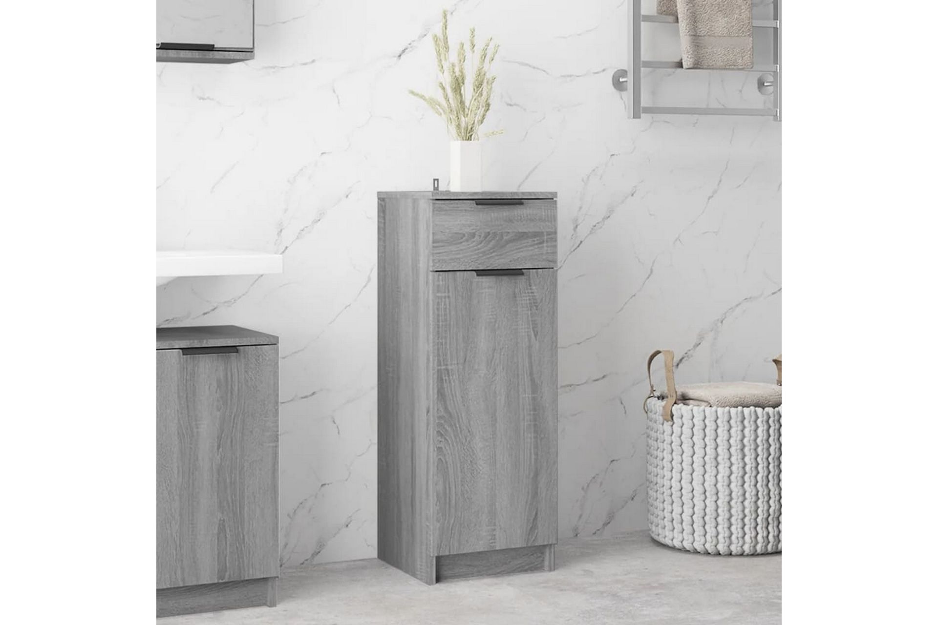 beBasic Baderomsskap grå sonoma 32x34x90 cm konstruert tre - GrÃ¥ - Hus & oppussing - Kjøkken & bad - Baderom - Baderomsmøbler & baderomsinnredning - Veggskap & høyskap