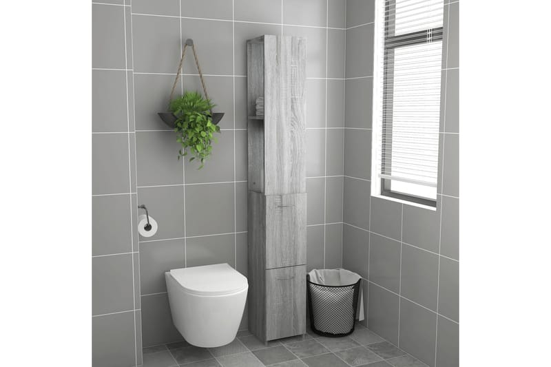 beBasic Baderomsskap grå sonoma eik 25x25x170 cm konstruert tre - GrÃ¥ - Hus & oppussing - Kjøkken & bad - Baderom - Baderomsmøbler & baderomsinnredning - Veggskap & høyskap