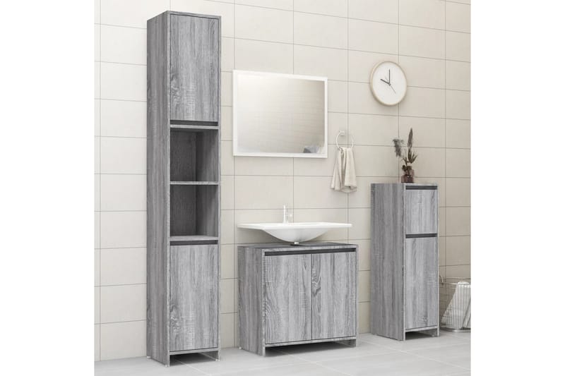 beBasic Baderomsskap grå sonoma eik 30x30x95 cm konstruert tre - GrÃ¥ - Hus & oppussing - Kjøkken & bad - Baderom - Baderomsmøbler & baderomsinnredning - Baderomsskap