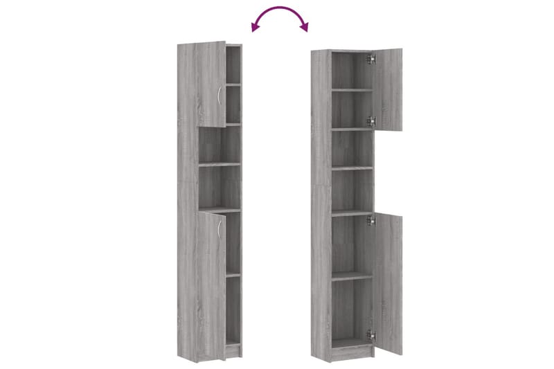 beBasic Baderomsskap grå sonoma eik 32x25,5x190 cm konstruert tre - GrÃ¥ - Hus & oppussing - Kjøkken & bad - Baderom - Baderomsmøbler & baderomsinnredning - Veggskap & høyskap